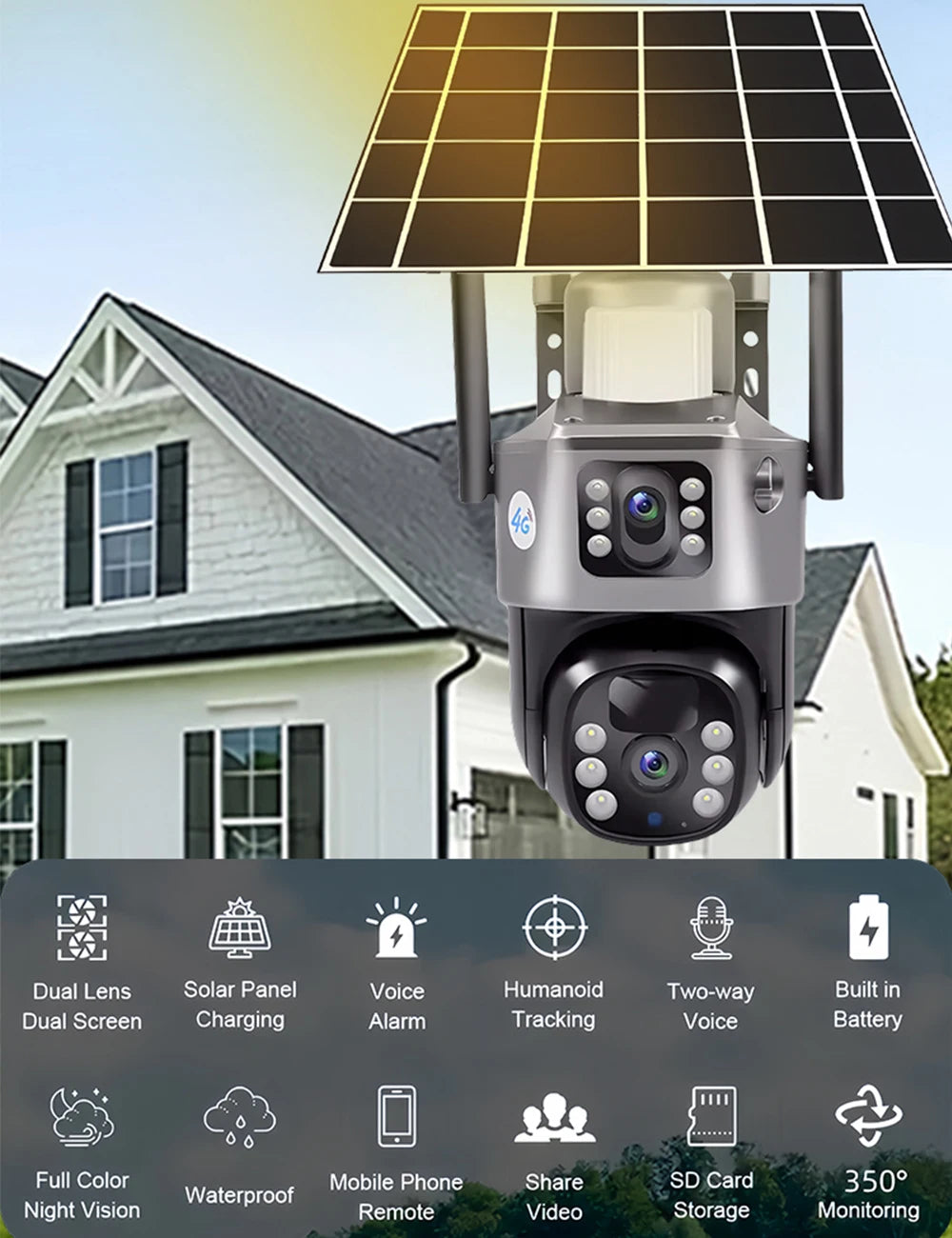 Outdoor 4K 8MP Wireless Solar Camera 4G