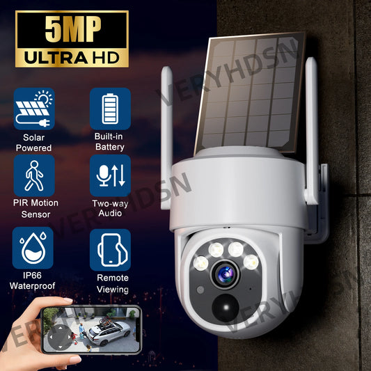 5MP IP Solar Power WiFi Camera Outdoor PTZ