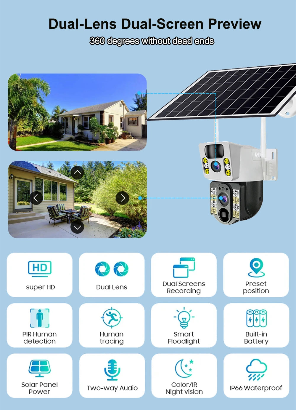 8MP 4K Wireless Solar Camera 4G Sim Wifi IP Camera